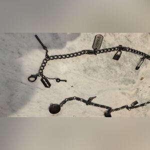 Versus Black Chain Necklace with Key and Razor Blade Charms